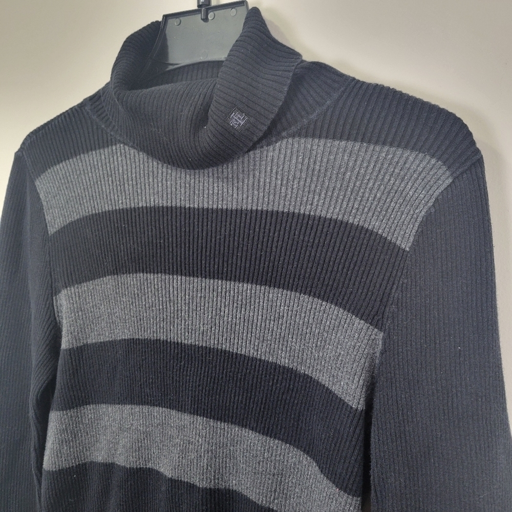 Lauren Ralph Lauren Womens Sweater Large Turtleneck Ribbed‎ Knit Cotton Logo